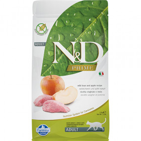 N&D Prime Adult - пълноценна храна с месо от глиган и ябълки, за котки над 12 месеца 